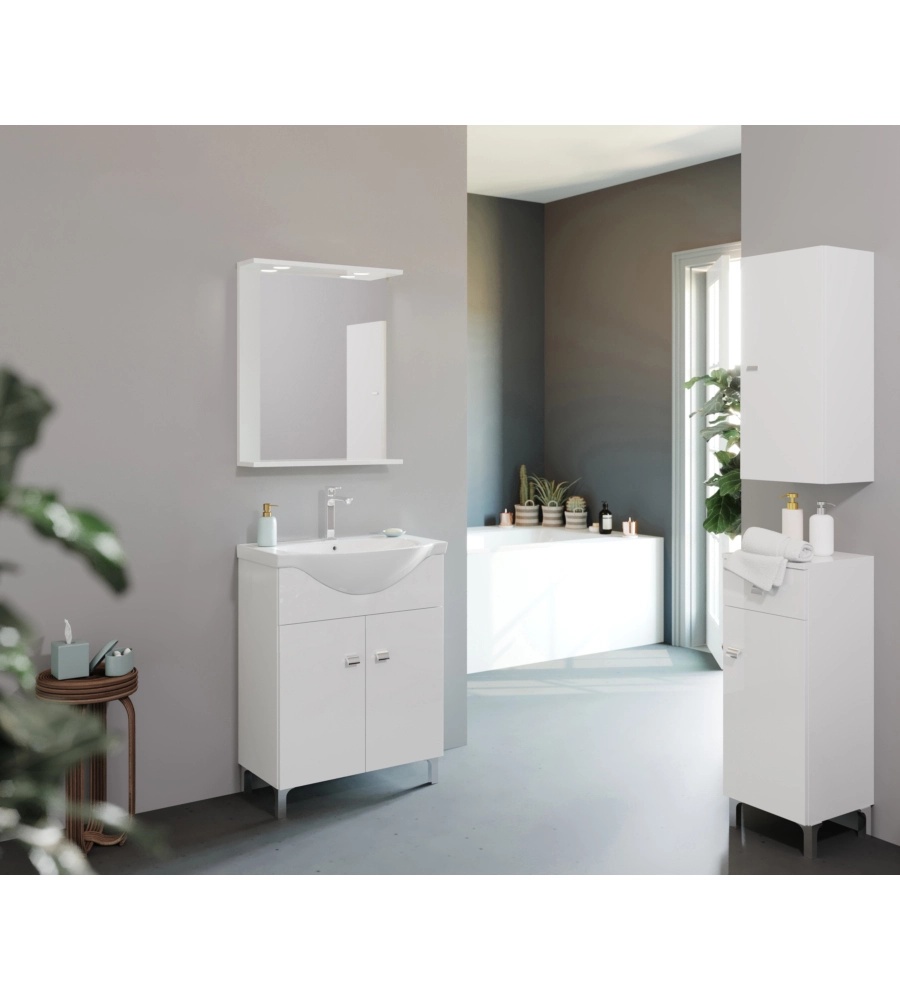 MOBILE BAGNO "MOON" BIANCO LUCIDO, 65X45X158 CM